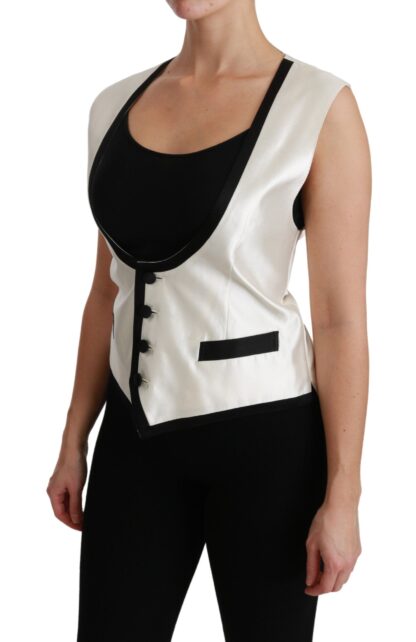 Dolce & Gabbana - Elegant Silk Sleeveless Vest in Black & White