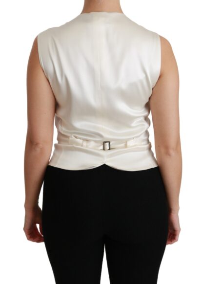 Dolce & Gabbana - Elegant Silk Sleeveless Vest in Black & White