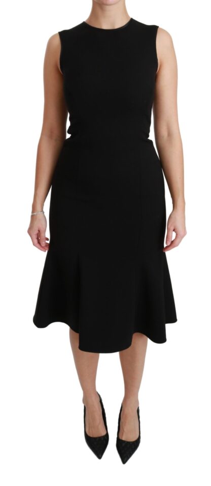 Dolce & Gabbana - Elegant Black Fit Flare Wool Blend Dress