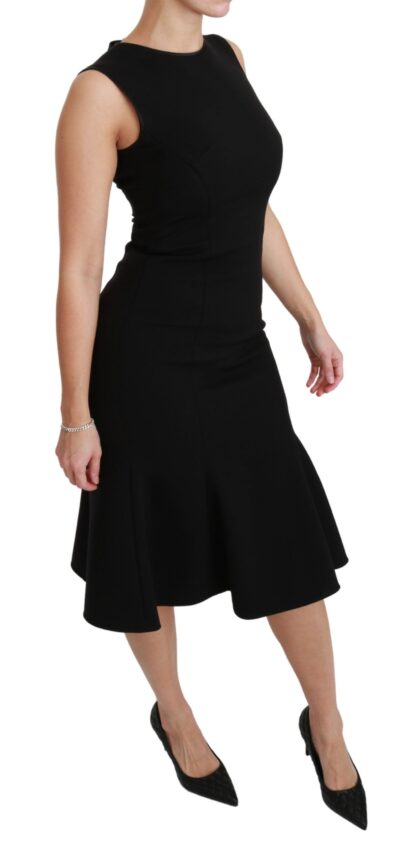 Dolce & Gabbana - Elegant Black Fit Flare Wool Blend Dress