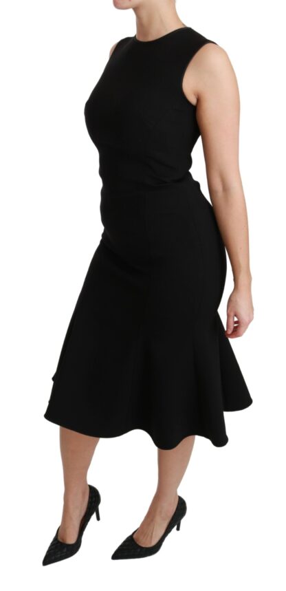 Dolce & Gabbana - Elegant Black Fit Flare Wool Blend Dress