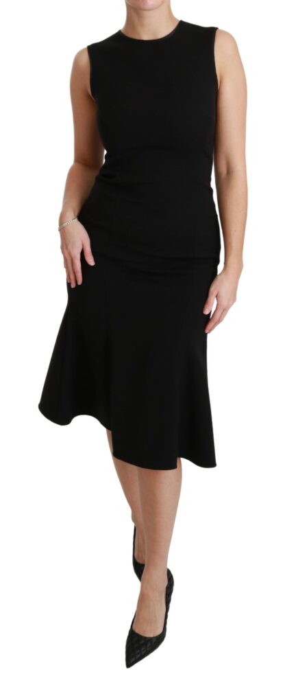 Dolce & Gabbana - Elegant Black Fit Flare Wool Blend Dress