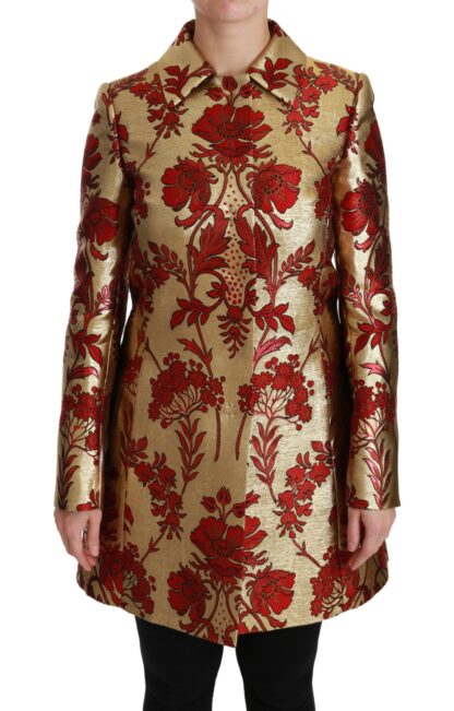 Dolce & Gabbana - Elegant Gold Floral Brocade Trench Coat