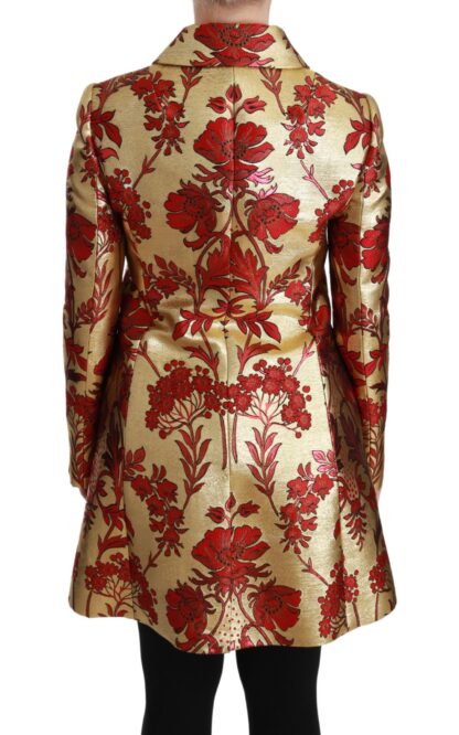 Dolce & Gabbana - Elegant Gold Floral Brocade Trench Coat