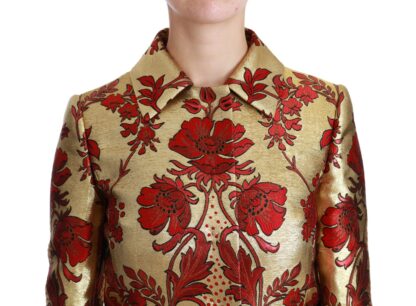 Dolce & Gabbana - Elegant Gold Floral Brocade Trench Coat