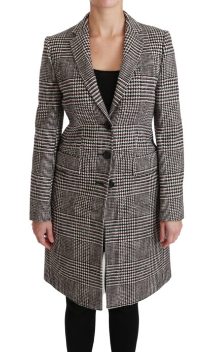 Dolce & Gabbana - Elegant Multicolor Checked Knee-Length Jacket Coat