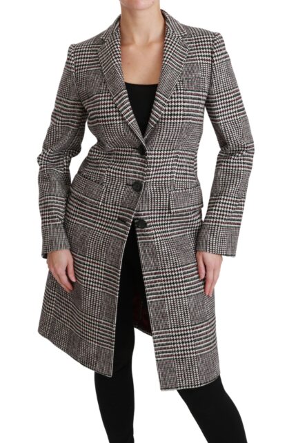 Dolce & Gabbana - Elegant Multicolor Checked Knee-Length Jacket Coat