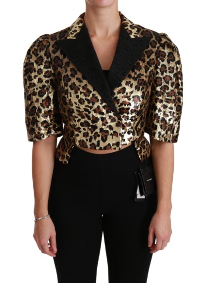 Dolce & Gabbana - Gold Leopard Print Short Sleeve Blazer