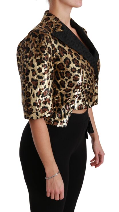 Dolce & Gabbana - Gold Leopard Print Short Sleeve Blazer