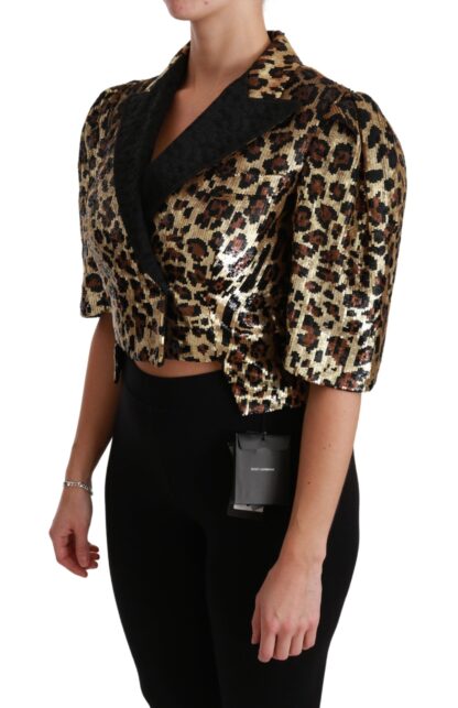 Dolce & Gabbana - Gold Leopard Print Short Sleeve Blazer