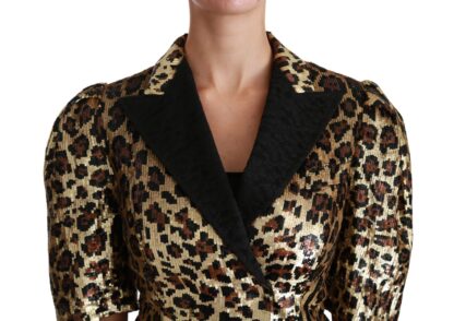 Dolce & Gabbana - Gold Leopard Print Short Sleeve Blazer