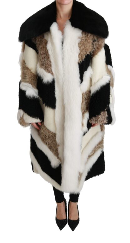 Dolce & Gabbana - Elegant Multicolor Shearling Cape Coat