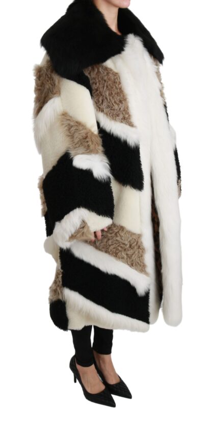 Dolce & Gabbana - Elegant Multicolor Shearling Cape Coat