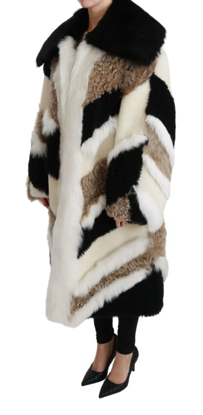 Dolce & Gabbana - Elegant Multicolor Shearling Cape Coat