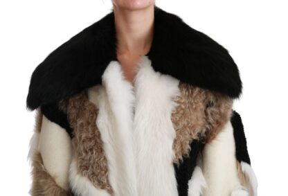 Dolce & Gabbana - Elegant Multicolor Shearling Cape Coat