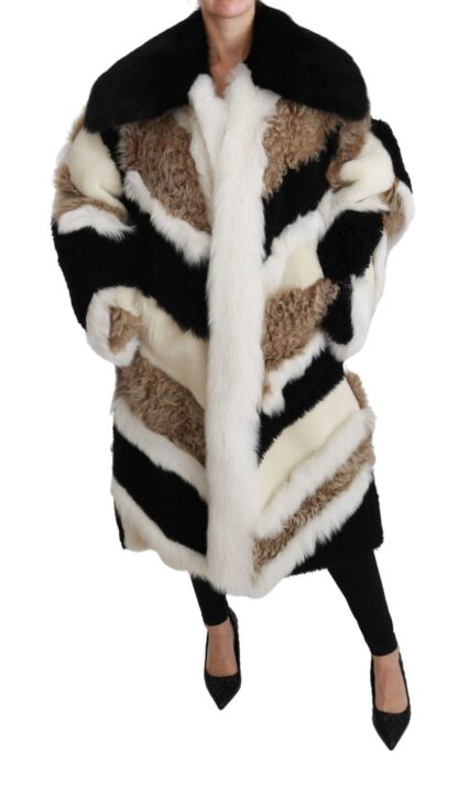 Dolce & Gabbana - Elegant Multicolor Shearling Cape Coat