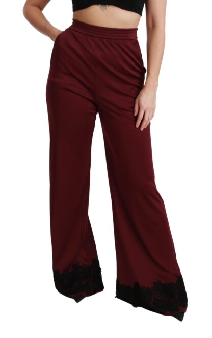 Dolce & Gabbana - Elegant Maroon High Waist Wide Leg Trousers