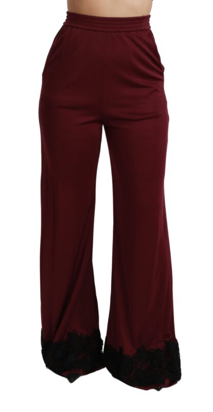 Dolce & Gabbana - Elegant Maroon High Waist Wide Leg Trousers