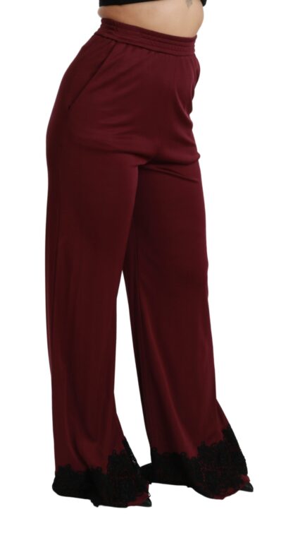 Dolce & Gabbana - Elegant Maroon High Waist Wide Leg Trousers