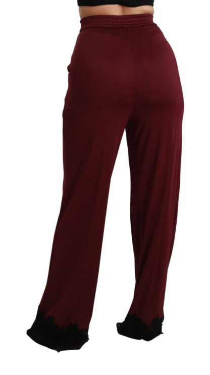 Dolce & Gabbana - Elegant Maroon High Waist Wide Leg Trousers