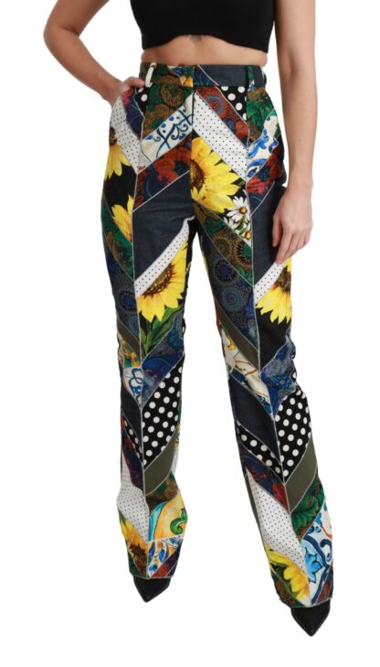 Dolce & Gabbana - Elegant High Waist Multicolor Straight Pants