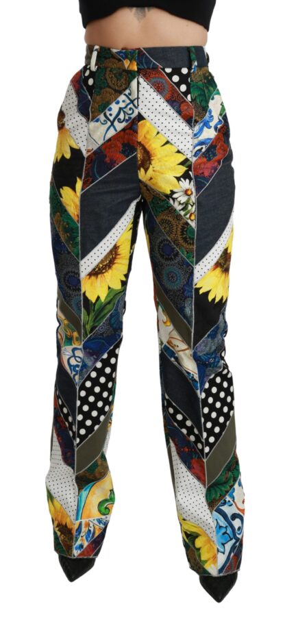 Dolce & Gabbana - Elegant High Waist Multicolor Straight Pants