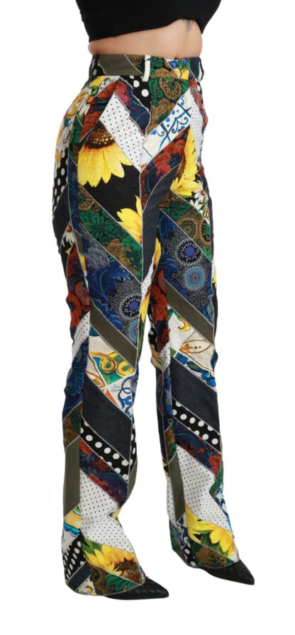 Dolce & Gabbana - Elegant High Waist Multicolor Straight Pants