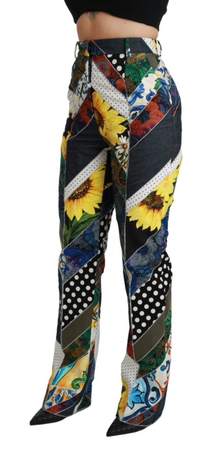 Dolce & Gabbana - Elegant High Waist Multicolor Straight Pants