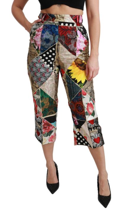 Dolce & Gabbana - Elegant High Waist Cropped Silk Blend Trousers