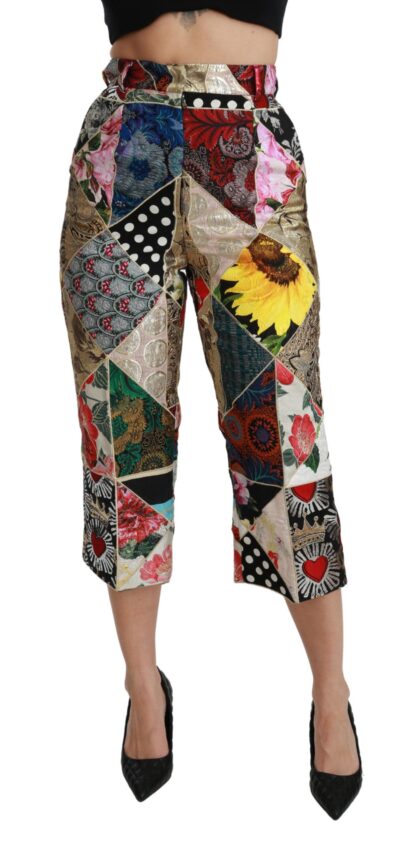 Dolce & Gabbana - Elegant High Waist Cropped Silk Blend Trousers