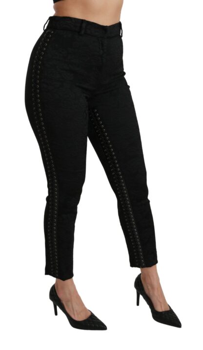 Dolce & Gabbana - Elegant High Waist Skinny Black Brocade Pants