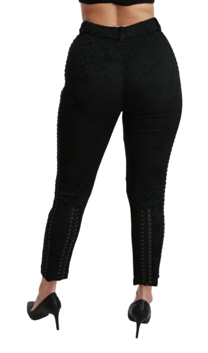 Dolce & Gabbana - Elegant High Waist Skinny Black Brocade Pants