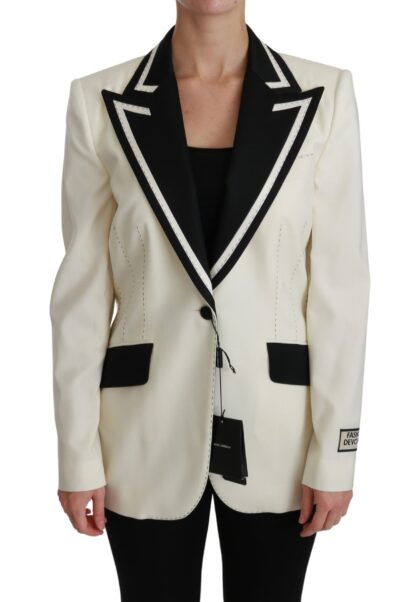 Dolce & Gabbana - Elegant Cream & Black Detailed Blazer