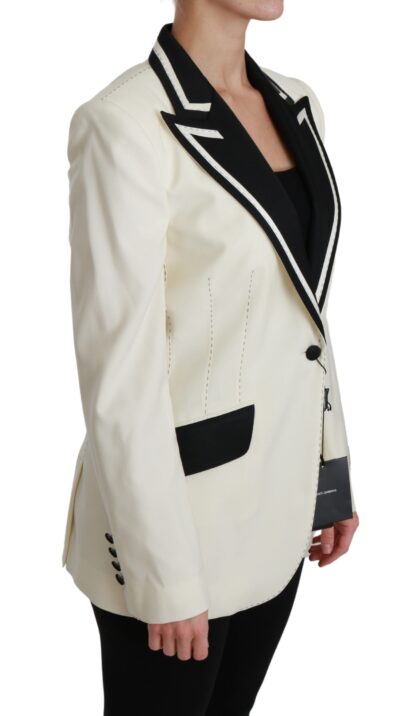 Dolce & Gabbana - Elegant Cream & Black Detailed Blazer