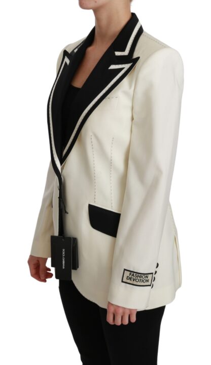 Dolce & Gabbana - Elegant Cream & Black Detailed Blazer