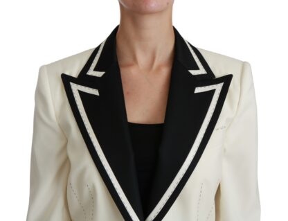 Dolce & Gabbana - Elegant Cream & Black Detailed Blazer