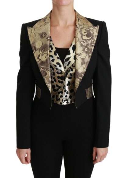 Dolce & Gabbana - Opulent Black Gold Floral Jacket and Vest Ensemble