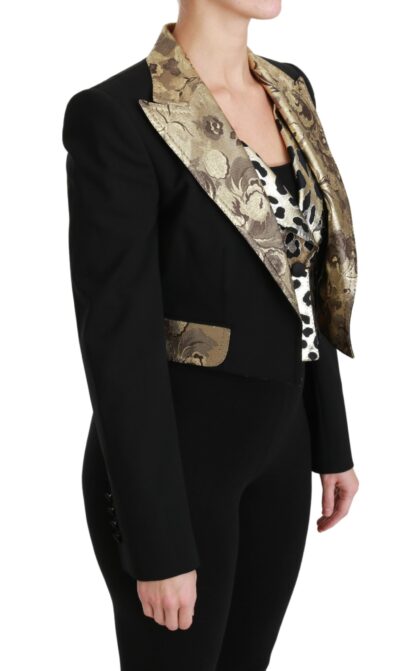 Dolce & Gabbana - Opulent Black Gold Floral Jacket and Vest Ensemble