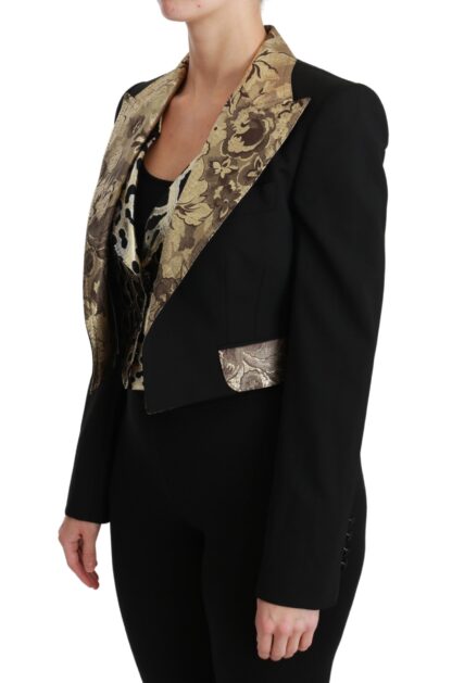 Dolce & Gabbana - Opulent Black Gold Floral Jacket and Vest Ensemble