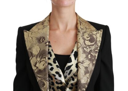 Dolce & Gabbana - Opulent Black Gold Floral Jacket and Vest Ensemble