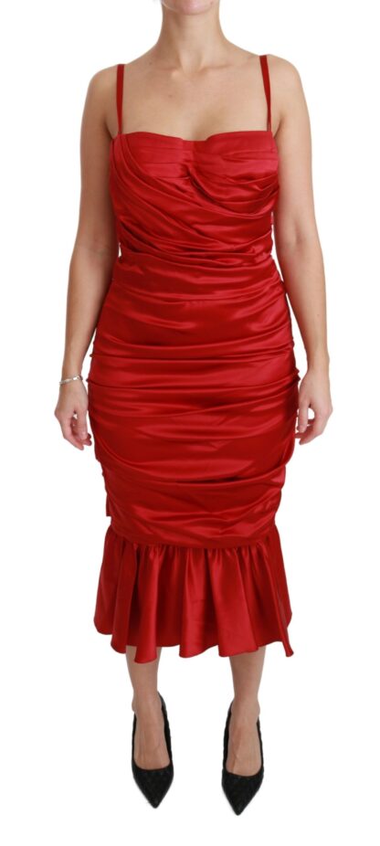 Dolce & Gabbana - Exquisite Red Silk Fit and Flare Midi Dress