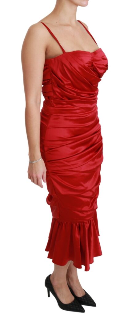 Dolce & Gabbana - Exquisite Red Silk Fit and Flare Midi Dress