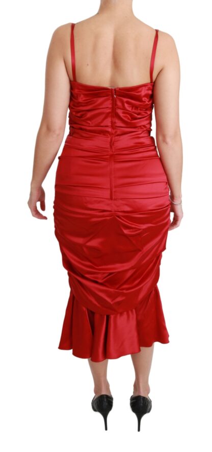 Dolce & Gabbana - Exquisite Red Silk Fit and Flare Midi Dress