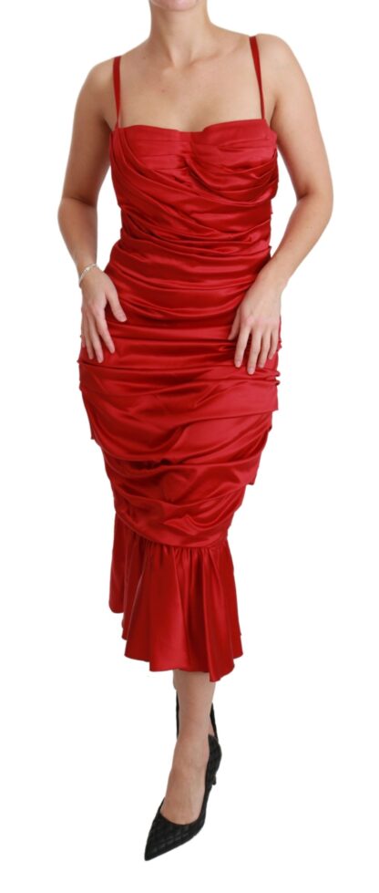 Dolce & Gabbana - Exquisite Red Silk Fit and Flare Midi Dress