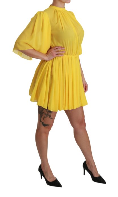 Dolce & Gabbana - Silk Pleated A-line Mini Dress in Sunshine Yellow