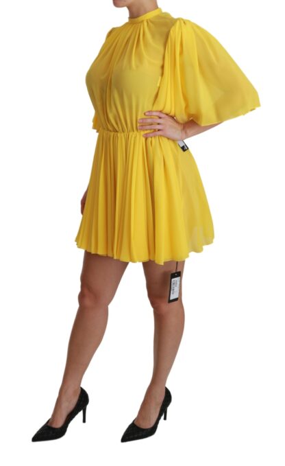 Dolce & Gabbana - Silk Pleated A-line Mini Dress in Sunshine Yellow