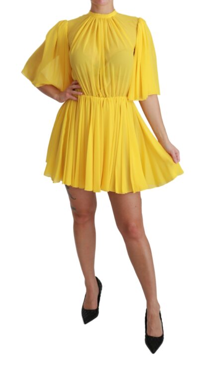 Dolce & Gabbana - Silk Pleated A-line Mini Dress in Sunshine Yellow