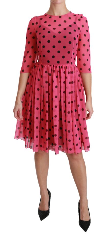 Dolce & Gabbana - Elegant Polka Dot A-Line Knee Length Dress