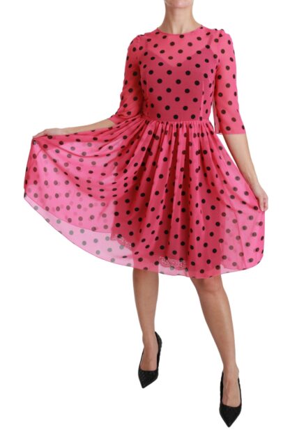 Dolce & Gabbana - Elegant Polka Dot A-Line Knee Length Dress