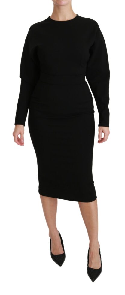 Dolce & Gabbana - Elegant Black Bodycon Sheath Midi Dress